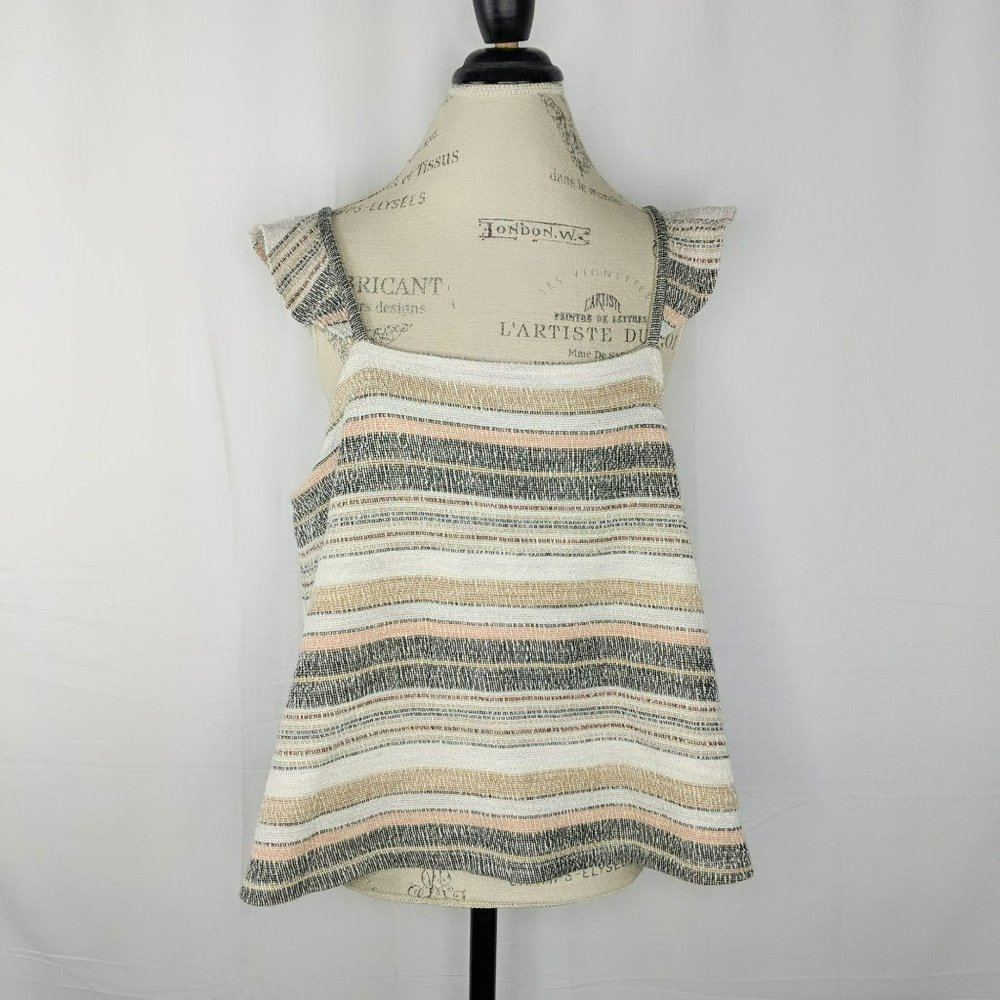 Madewell Knit Striped Ruffle Strap Tank Top